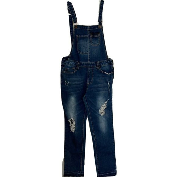 Monkey Ride Jean Premium Jr Denim Straight Leg Pocket Bib Overall Raw Hem Pant-M - Picture 1 of 16